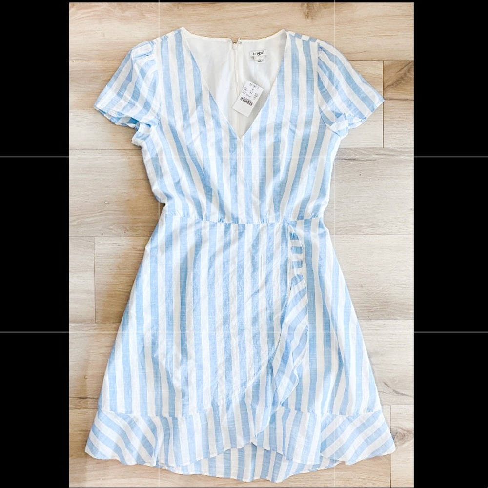 J Crew Striped Ruffle Dress